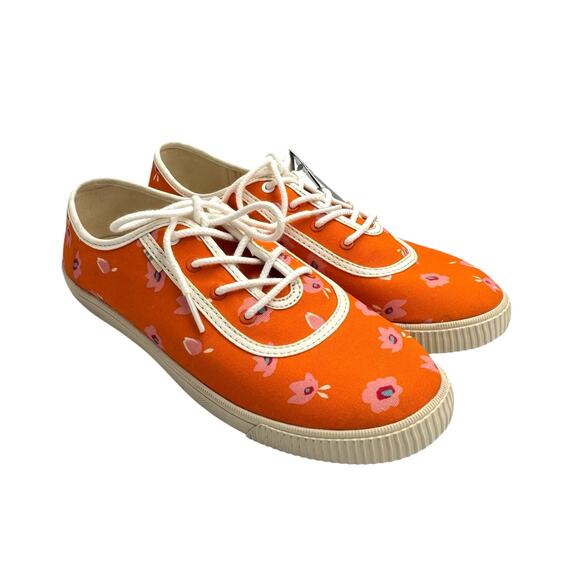 Toms NEW Women's Carmel Orange Persimmon Floral Casual Canvas Comfort Sneakers - Picture 4 of 10